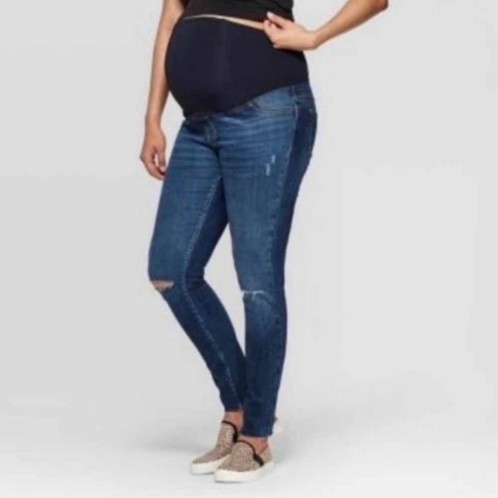 Isabel skinny entubado maternity distressed jeans size 6